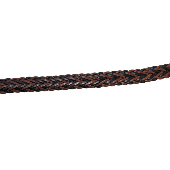 Vtg Handmade Western Braided Leather Belt Sz L Dark Brown Black 38" Turkey - Picture 12 of 14